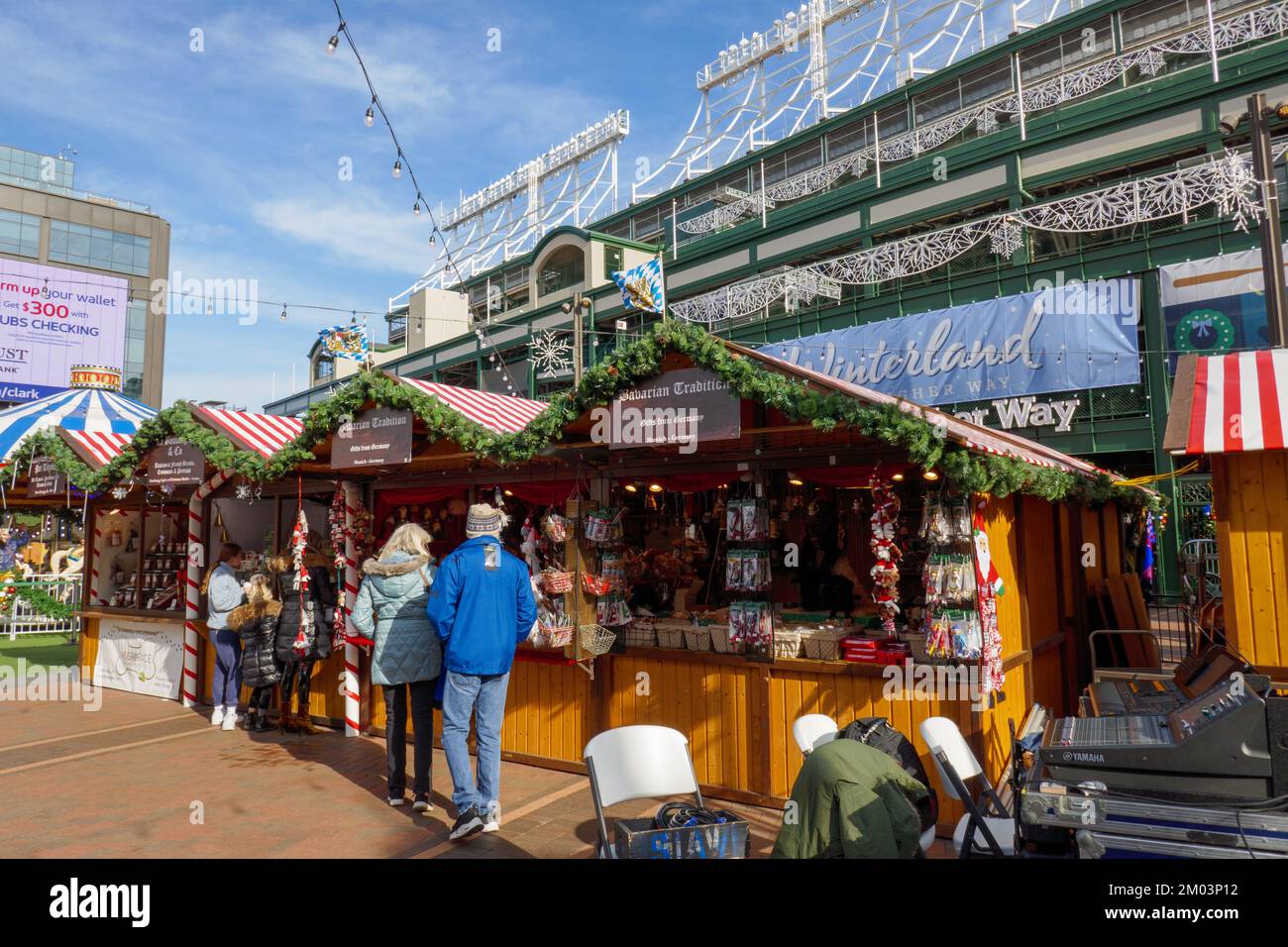 Christkindlmarket a Wrigley Field, Chicago, Illinois. Foto Stock