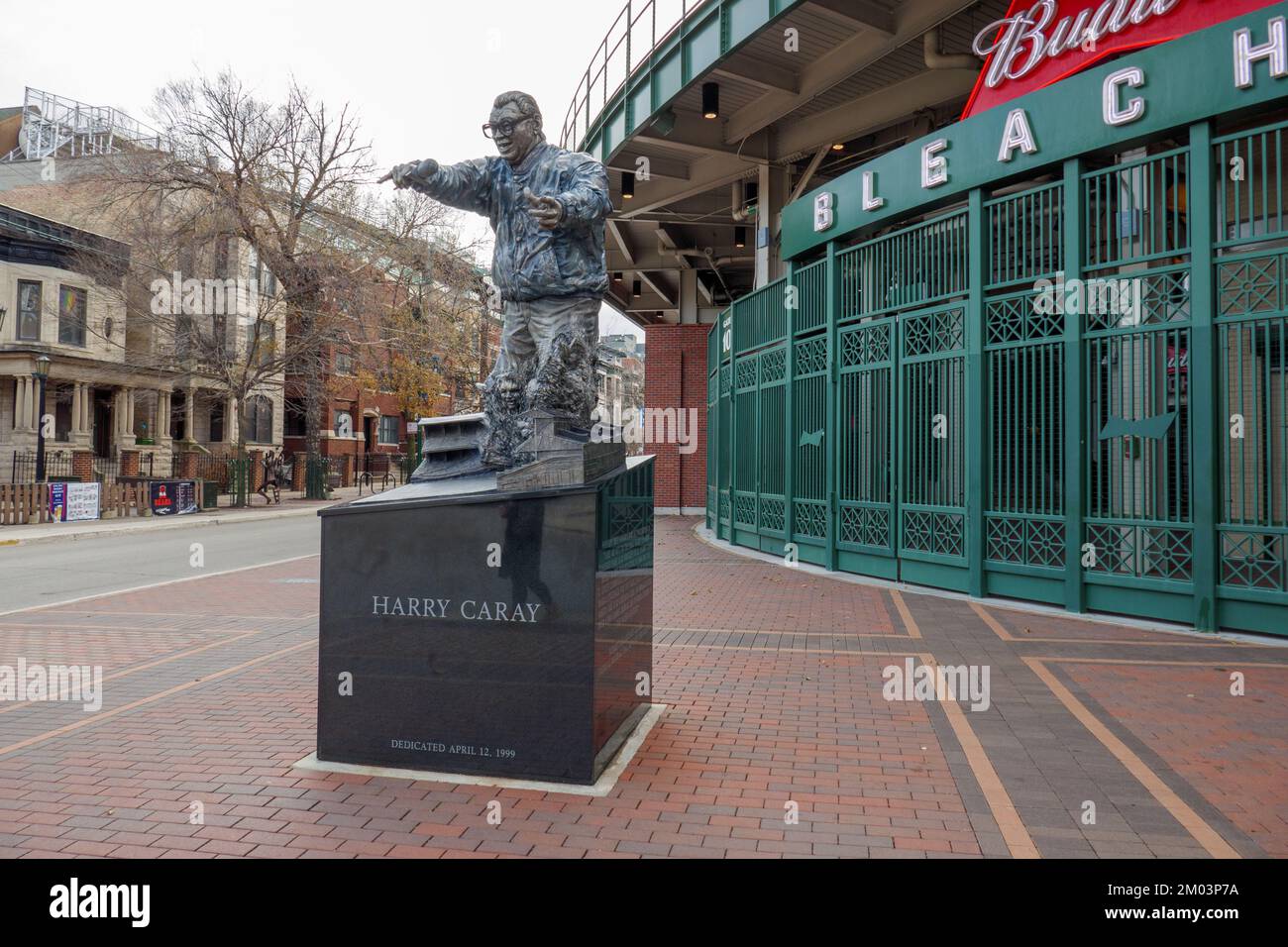 Statua di Harry Caray a Wrigley Field, Chicago, Illinois. Foto Stock
