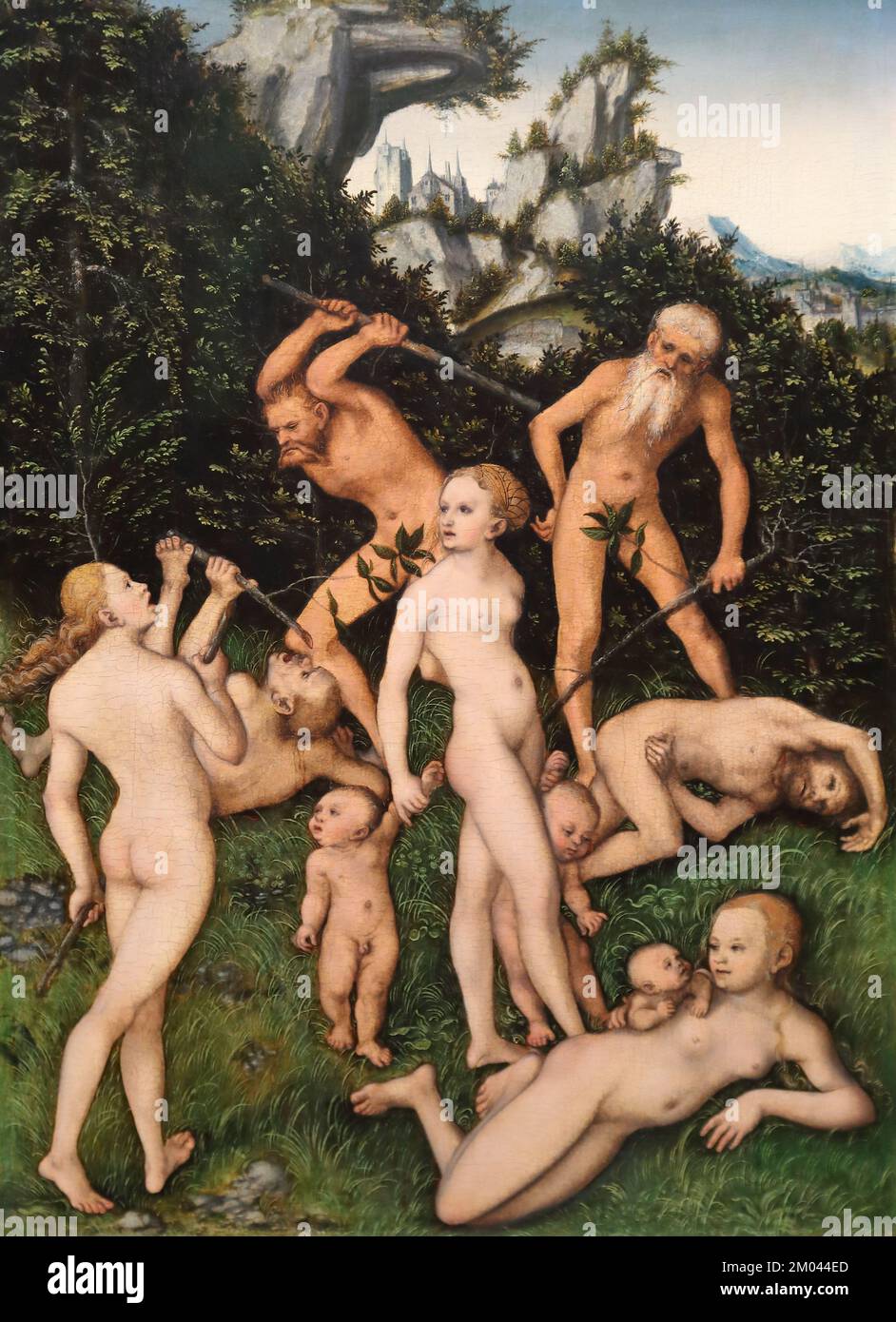 Persone primitive del pittore rinascimentale tedesco Lucas Cranach il Vecchio alla National Gallery, Londra, Regno Unito Foto Stock