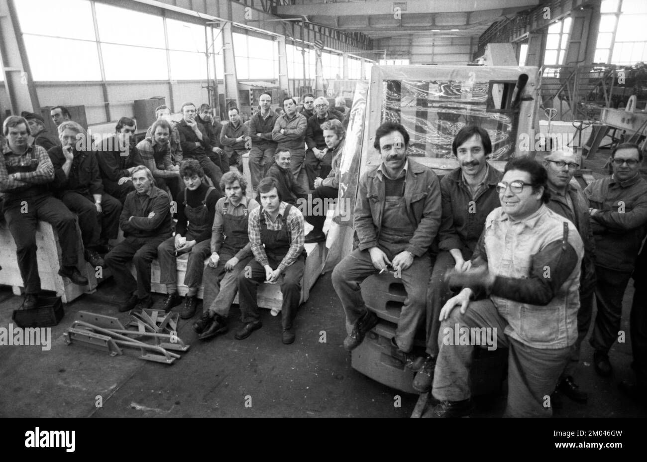 Sciopero di avvertimento di IG Metall nella disputa di contrattazione collettiva a Orenstein & paddock su 05.03.1981 a Dortmund, Germania, Europa Foto Stock
