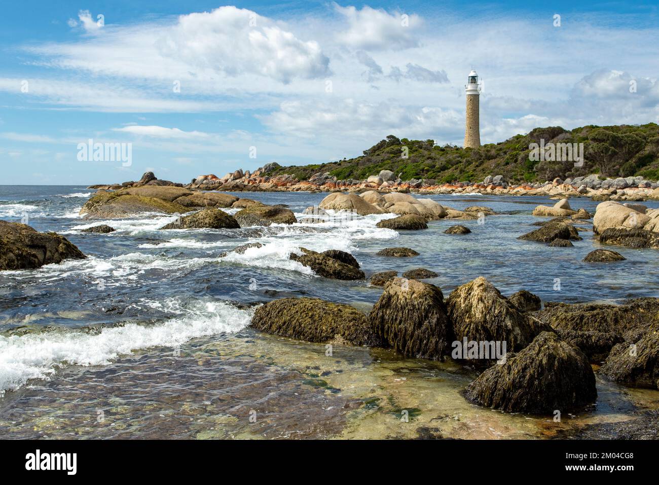 Faro di Eddystone Point, Mount William NP, Tasmania, Australia Foto Stock