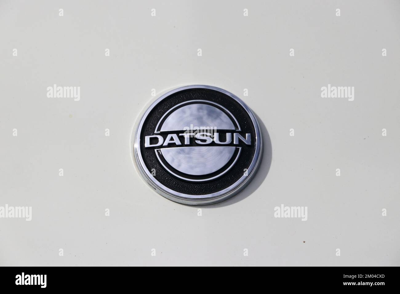 Badge Datsun auto Foto Stock