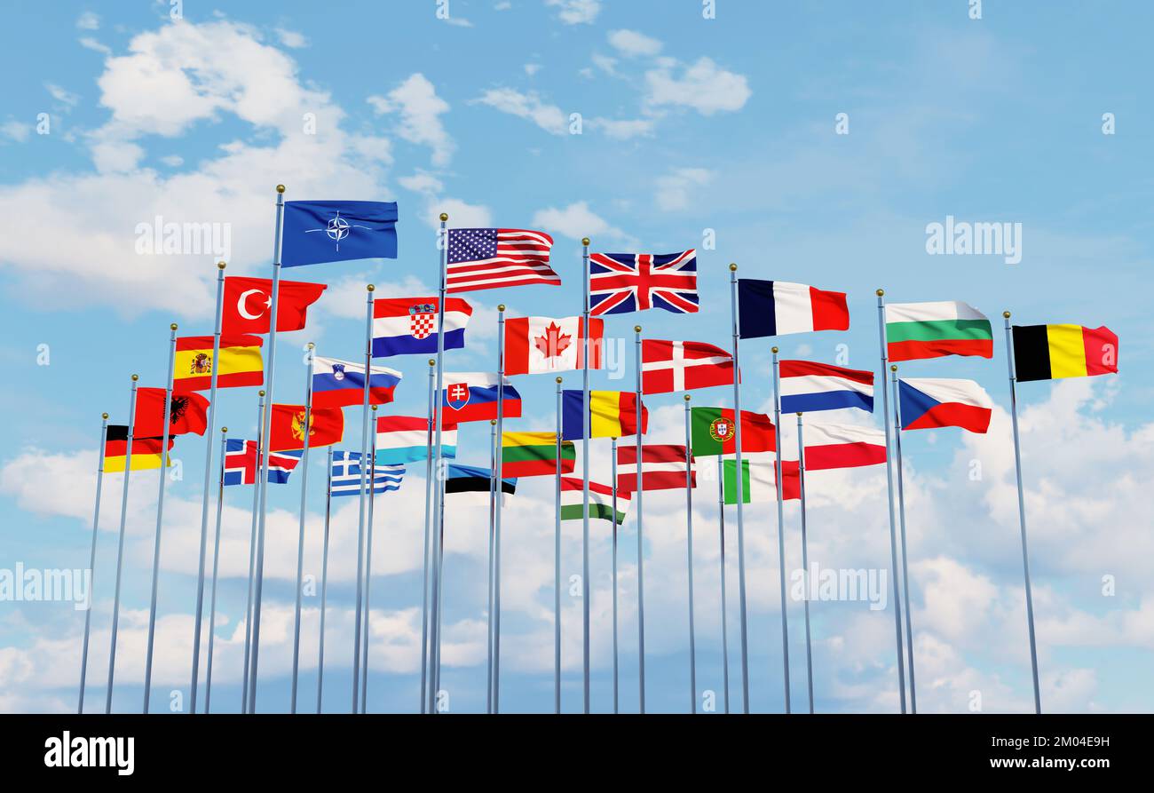 La North Atlantic Treaty Organization , chiamata anche North Atlantic Alliance, è un'alleanza militare intergovernativa tra 30 stati membri Foto Stock