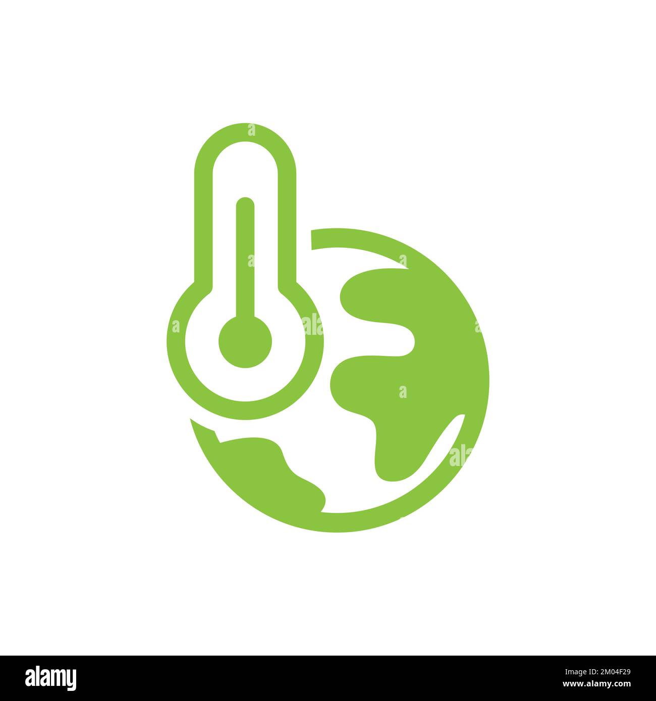 Icona vettoriale a forma di globo e di linea del termometro. Simbolo del riscaldamento globale, del cambiamento climatico e dell'ambiente. Illustrazione Vettoriale
