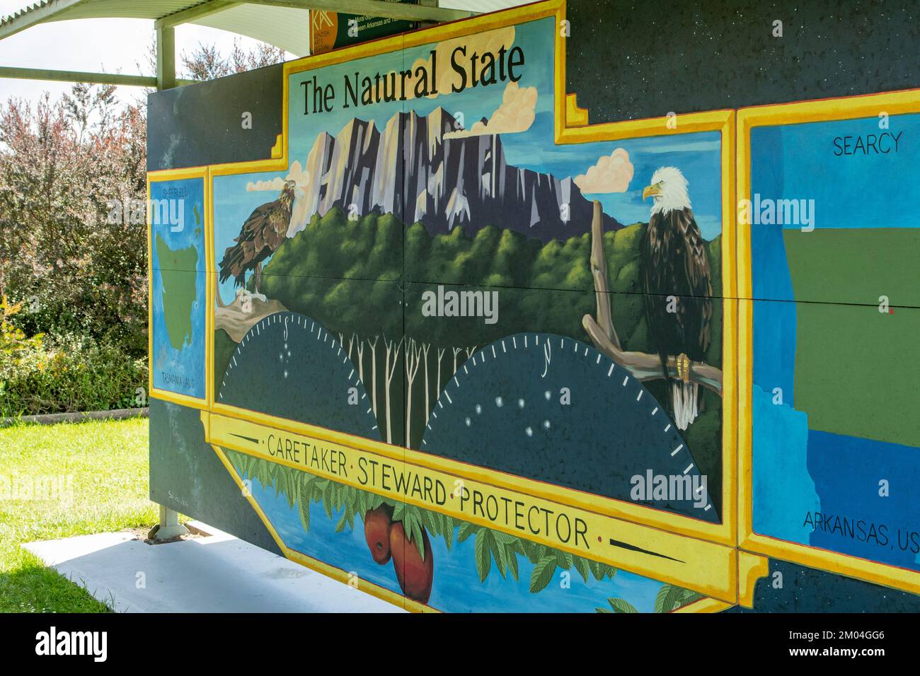 Natural state Street Art, Sheffield, Tasmania, Australia Foto Stock