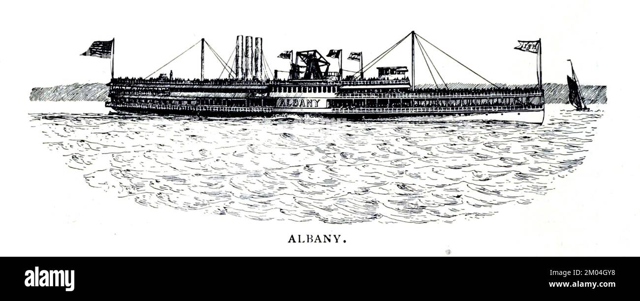 Albany dall'articolo battelli a vapore del fiume Hudson di Samuel Wara-Stanton. Dal Engineering Magazine DEDICATO AL PROGRESSO INDUSTRIALE Volume VIII Ottobre - Marzo 1895 NEW YORK The Engineering Magazine Co Foto Stock