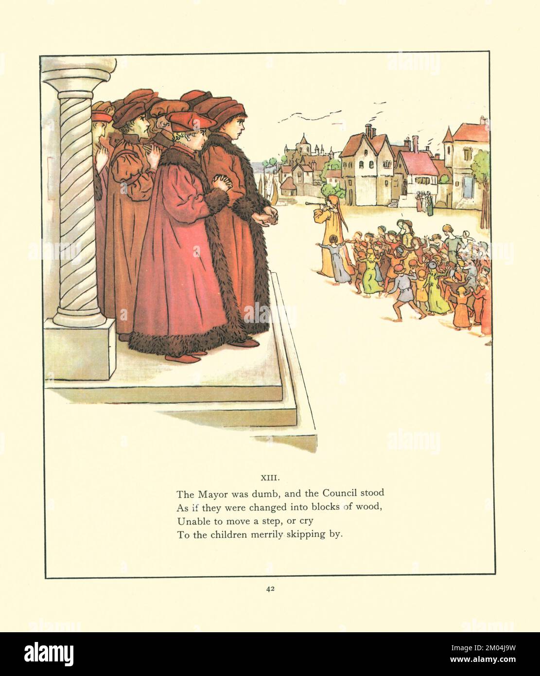 Il sindaco era stupido, e il consiglio è stato illustrato da KATE GREENAWAY (1846-1901) artista e scrittore inglese. Per il Pied Piper di Hamelin di Robert Browning, 1812-1889 pubblicato da Warne nel 1910 Foto Stock