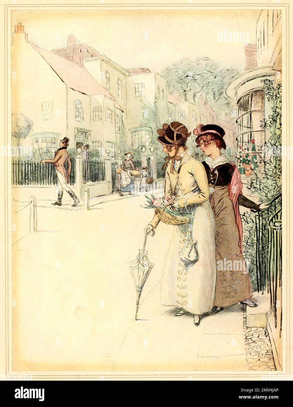 PHOEBE: Sai quanto gallosamente egli oscilla la sua canna da zucchero. Da ' Quality Street, una commedia in quattro atti ' di James Matthew Barrie, illustrato da Hugh Thomson, Pubblicazione data 1913 Editore London Hodder & Stoughton Quality Street è una commedia in quattro atti di J. M. Barrie, scritta prima del suo più famoso lavoro Peter Pan. La storia riguarda due suore che iniziano una scuola 'per bambini genteel'. Foto Stock