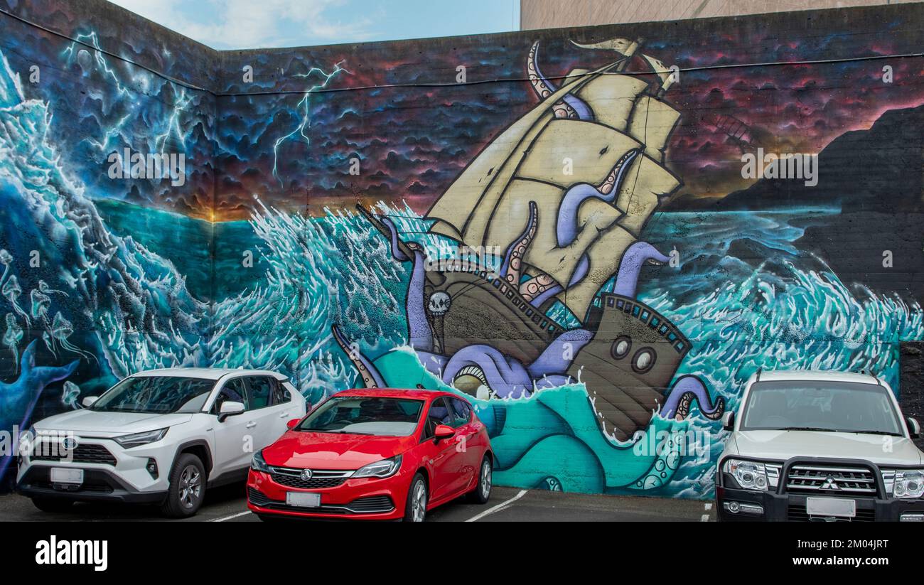 Bathurst Street Art, Hobart, Tasmania, Australia Foto Stock
