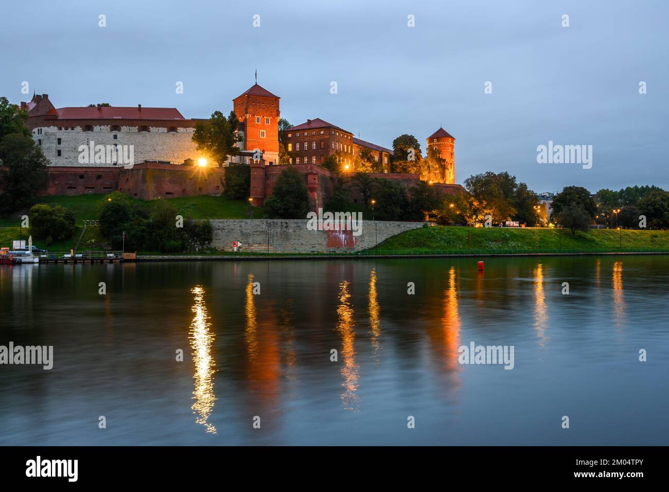 Castello di Wawel sul fiume Vistola nel centro di Cracovia, Polonia Foto Stock