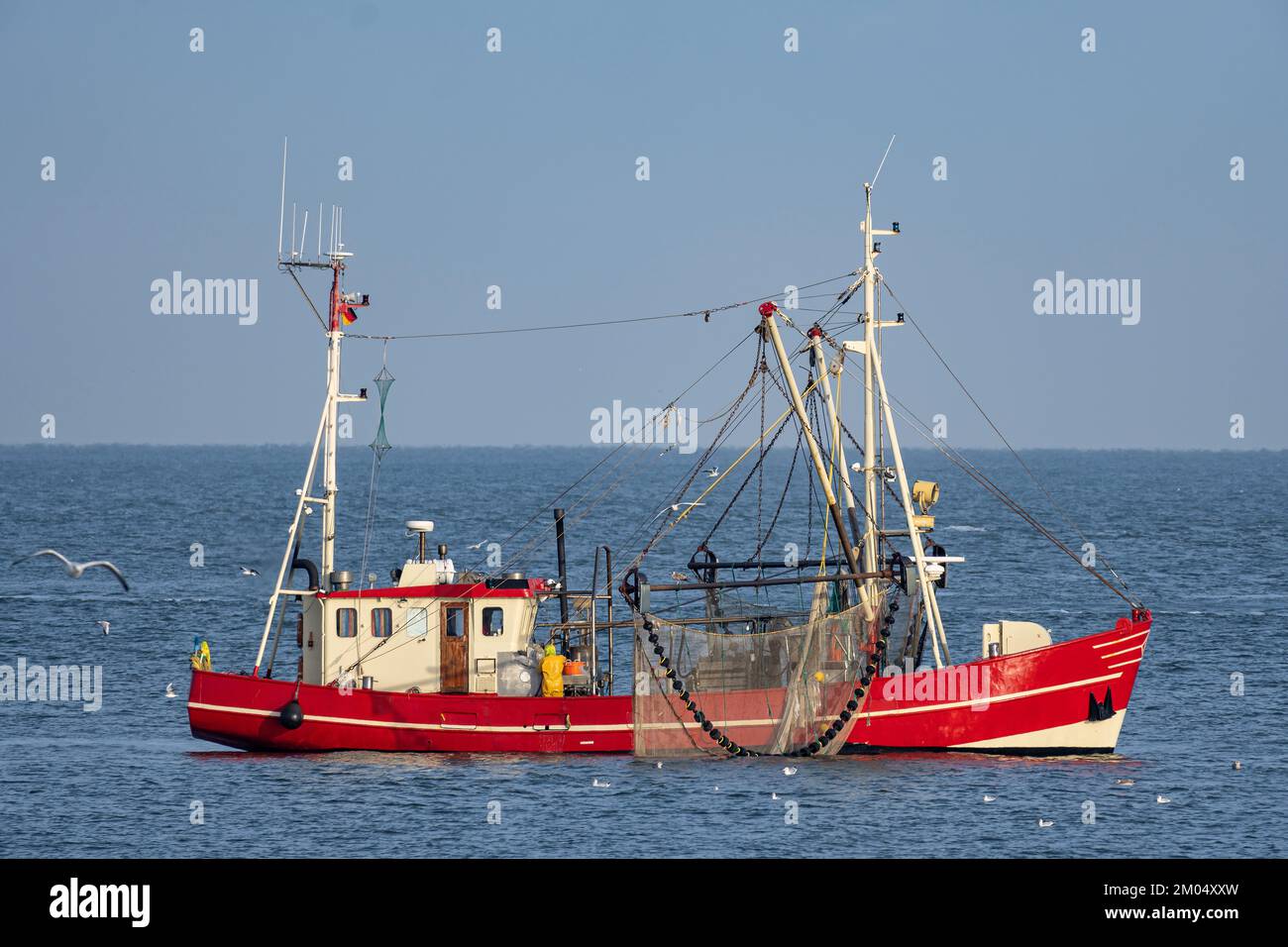Nave da pesca in mare Foto Stock
