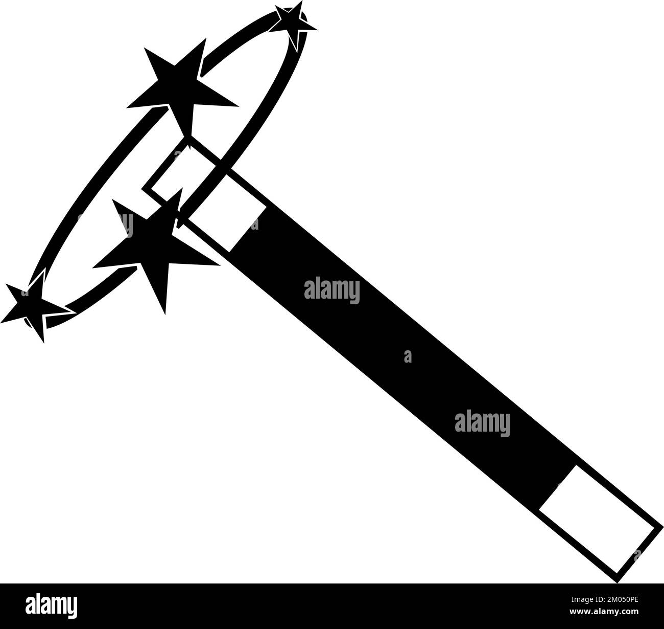 illustrazione vettoriale dell'icona in bianco e nero di una bacchetta magica Illustrazione Vettoriale