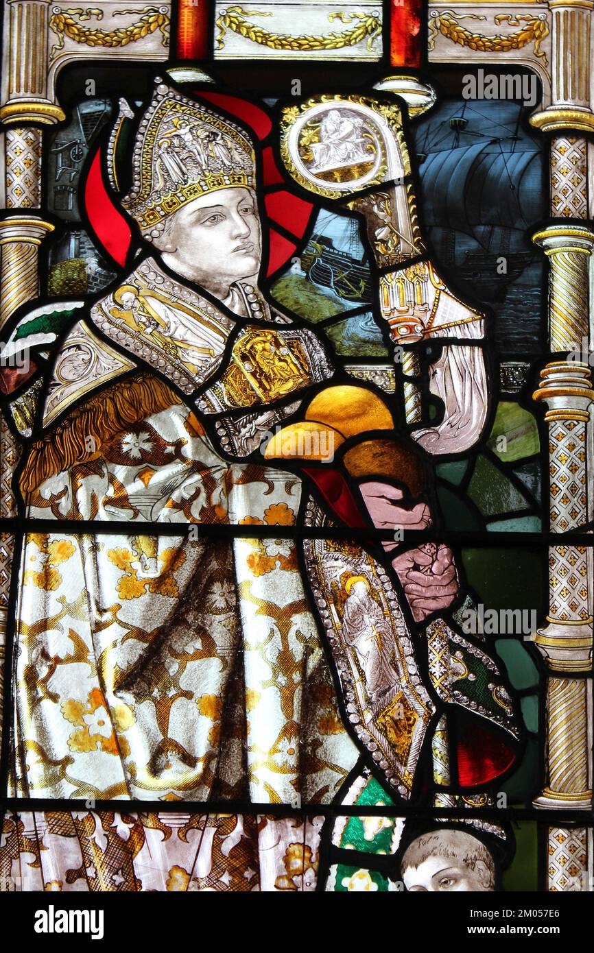 Vetro macchiato di San Nicola Foto Stock