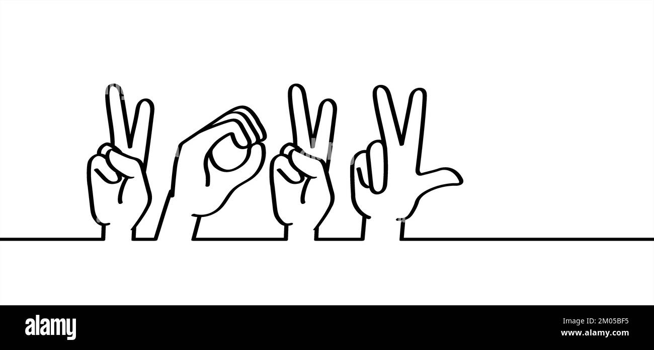 Disegno cartoon sordo linguaggio dei segni, 2023. Cartoni animati sordità.  Gesti mano. Vettore piatto. Per i migliori auguri card o banner, felice  anno nuovo 2023. Natale Foto stock - Alamy