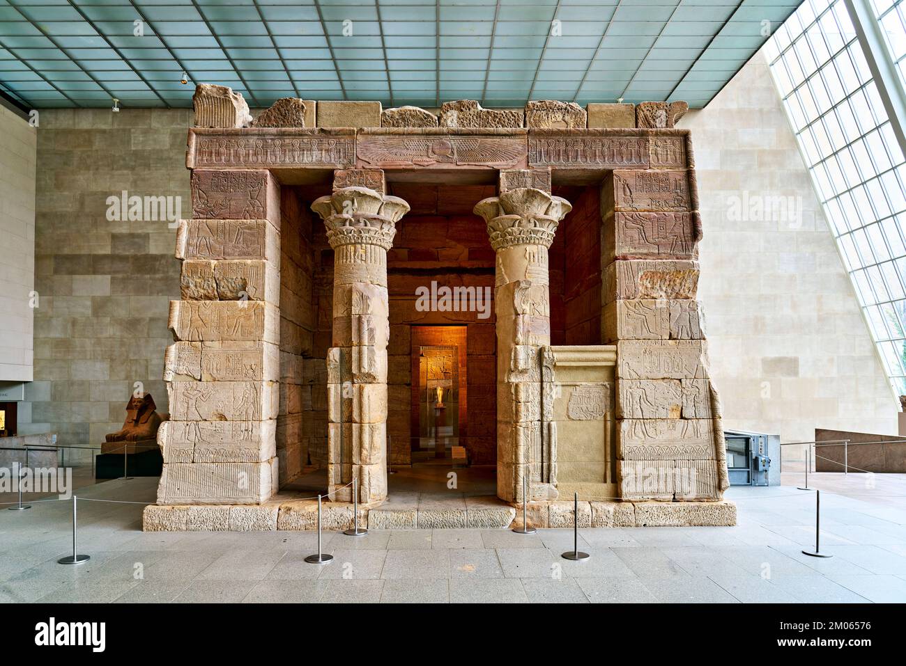 New York. Manhattan. Stati Uniti. Il Metropolitan Museum of Art Arte egiziana Tempio di Dendur Foto Stock