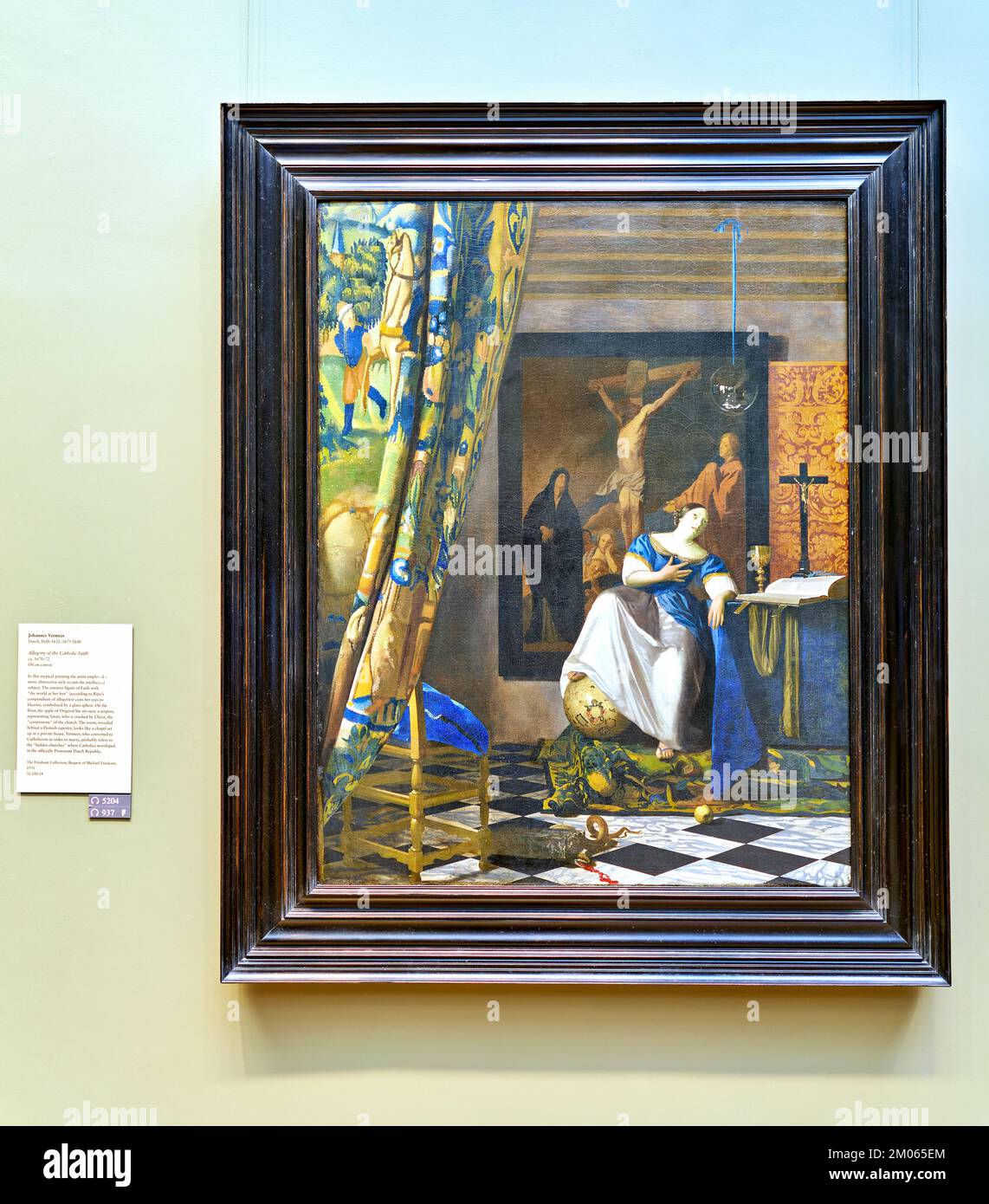 New York. Manhattan. Stati Uniti. Il Metropolitan Museum of Art Johannes Vermeer. Allegoria della fede cattolica Foto Stock