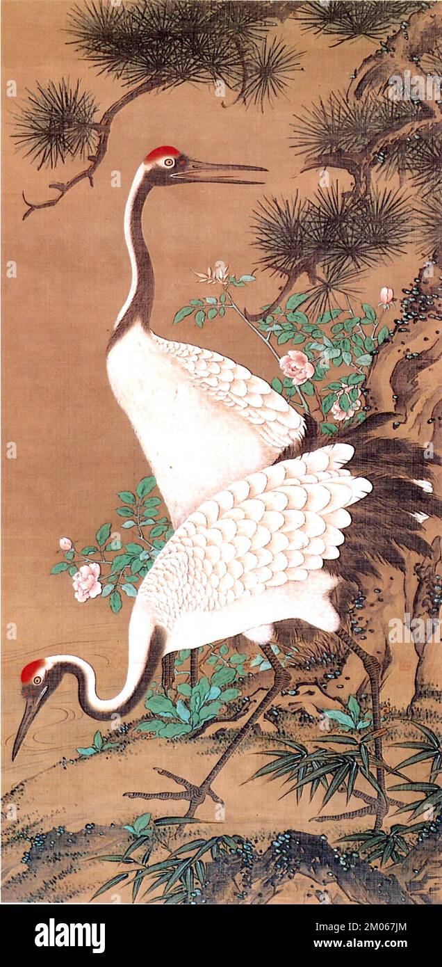 Gru - Watanabe Shuseki - Scroll sospeso - periodo Edo (17c) Foto Stock