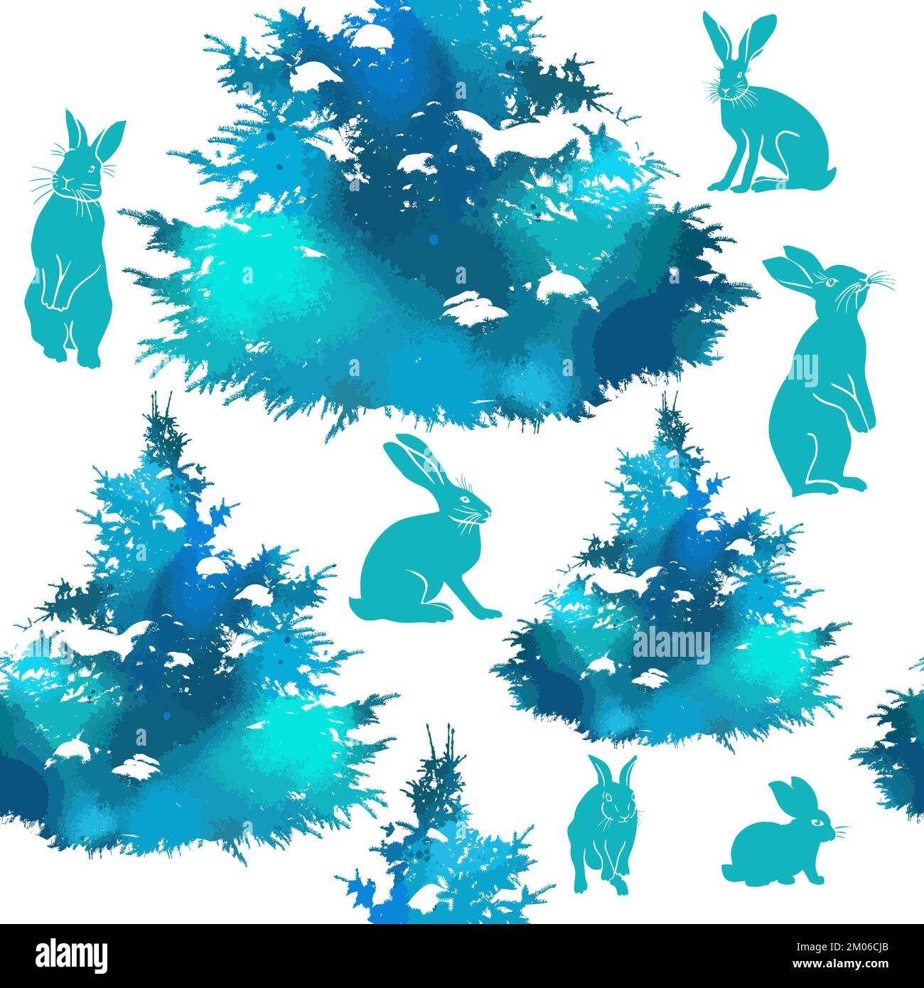 Lepri senza cuciture e alberi di Natale. Illustrazione vettoriale Illustrazione Vettoriale