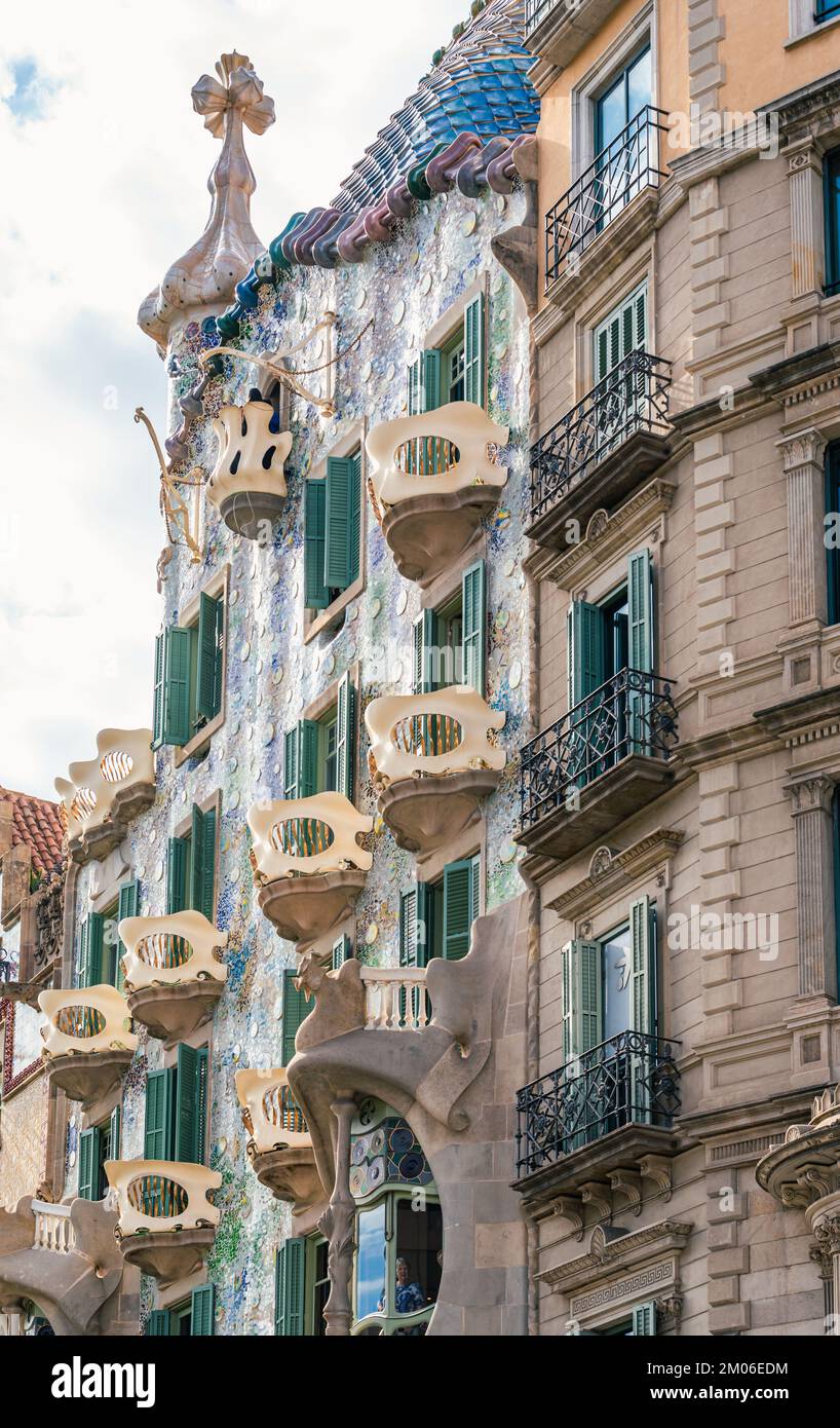 Casa Batllo a Barcellona, Catalogna, Spagna, Europa Foto Stock