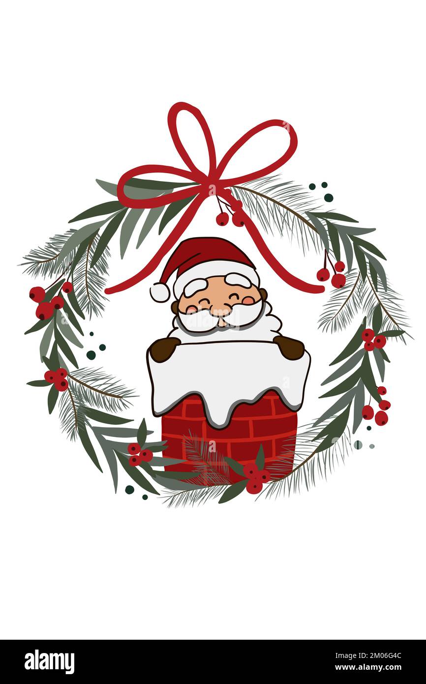Babbo Natale e Fiore di Natale. Buon Natale e felice anno nuovo. Sfondo design realistico regali scatola, oggetti decorativi festive. Natale. Foto Stock