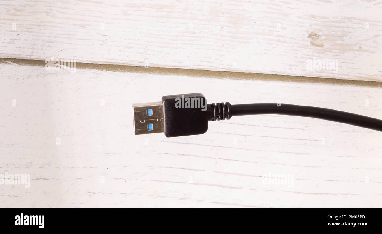 Connettore USB maschio 3,0 da vista ravvicinata o macro, USB 3,0 con trasferimento dati più veloce Foto Stock