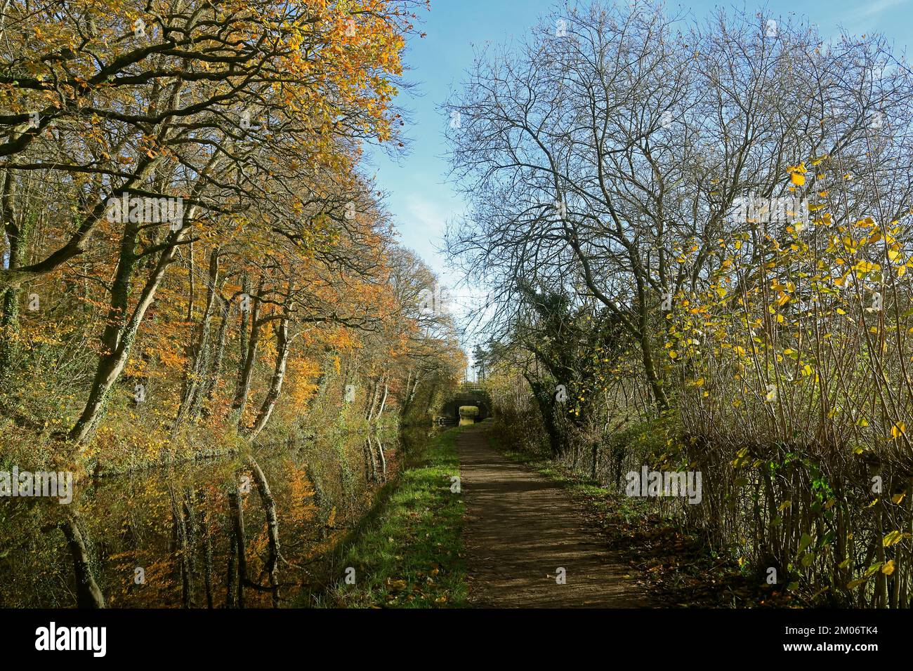 Monmouthshire e Brecon Canal. Camlas Mynwy ac Aberhonddu. Con colori autunnali e riflessi. Brecon Scene. Preso Autunno / inverno 2022. Dicembre.. Foto Stock
