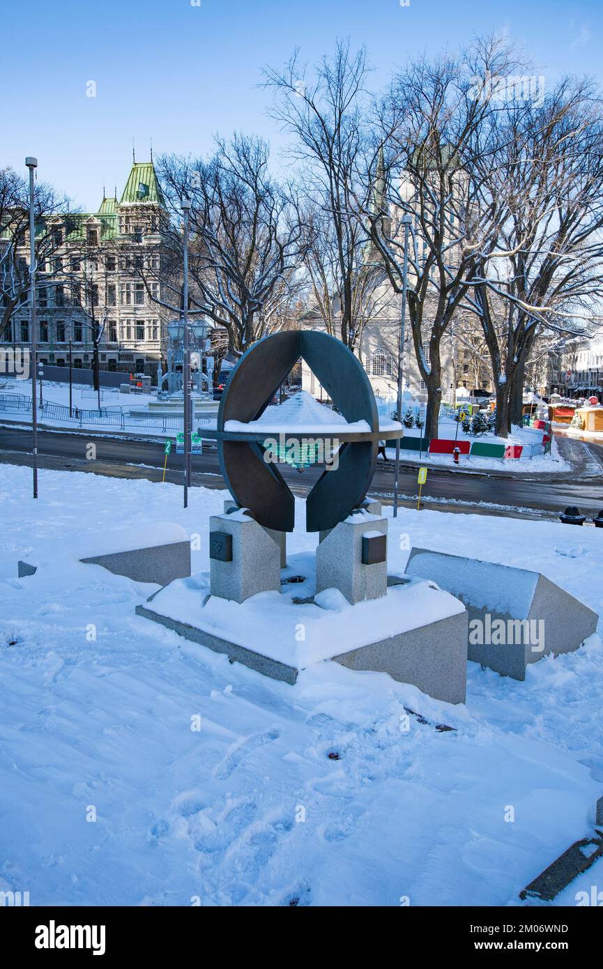 Il Monumento dell'UNESCO che commemora il quartiere storico di Quebec City Foto Stock