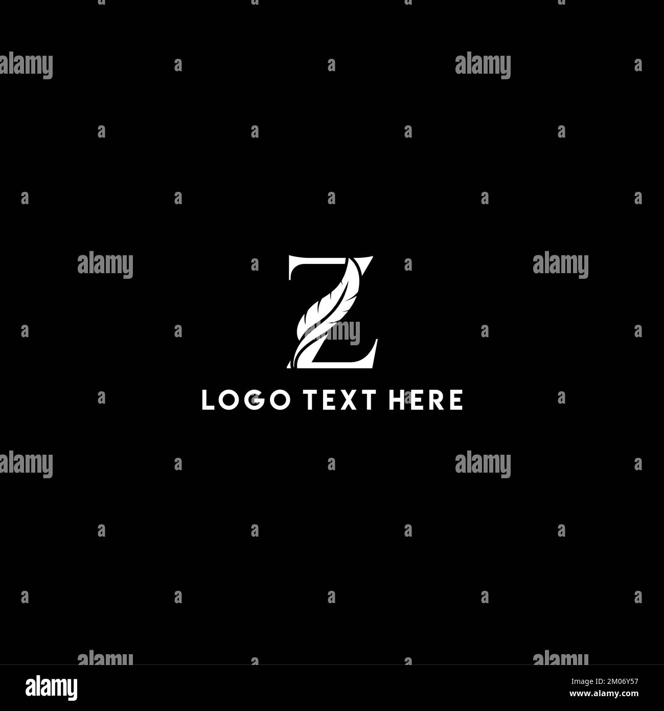 Lettera iniziale logo Z con nome dell'azienda Feather, logo Feather con lettera iniziale, logo Notary, logo Quill Illustrazione Vettoriale