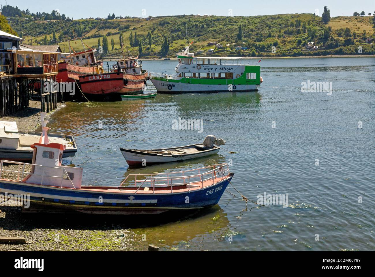 Vista sul Golfo di Ancud - Castro Bay, Isola di Chilo nel Distretto dei Laghi del Cile. 16th febbraio 2014 - Castro, Cile, Sud America Foto Stock