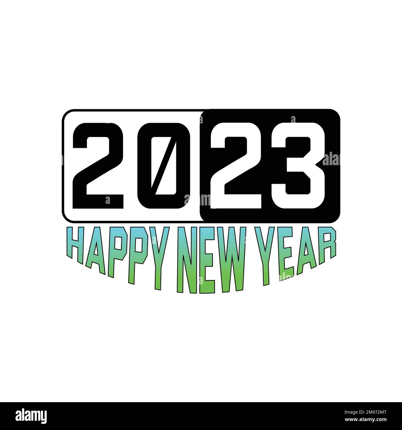 Felice anno nuovo 2023 disegno vettoriale con sfondo bianco. Illustrazione Vettoriale