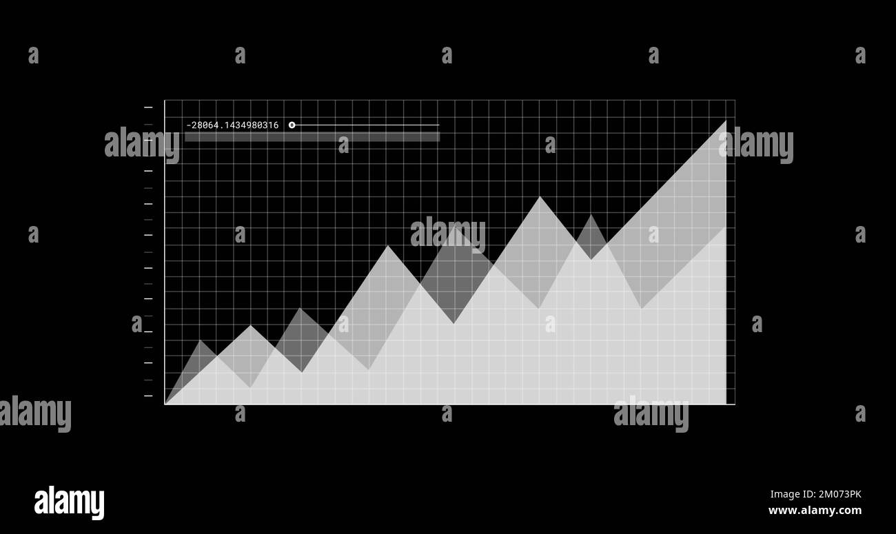 Immagine dell'elaborazione dei dati finanziari su sfondo scuro Foto Stock