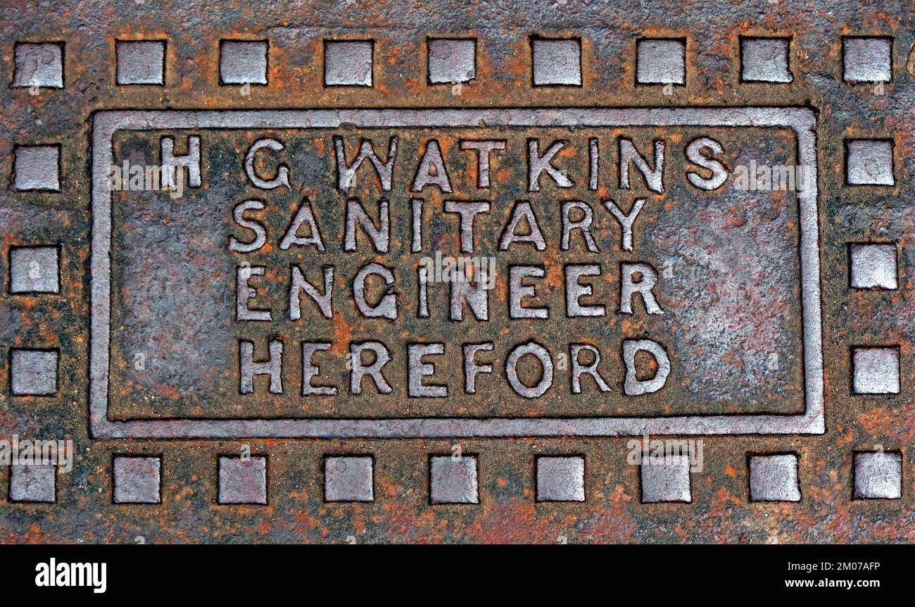 HG Watkins, ingegnere sanitario, griglia in acciaio Hereford Foto Stock