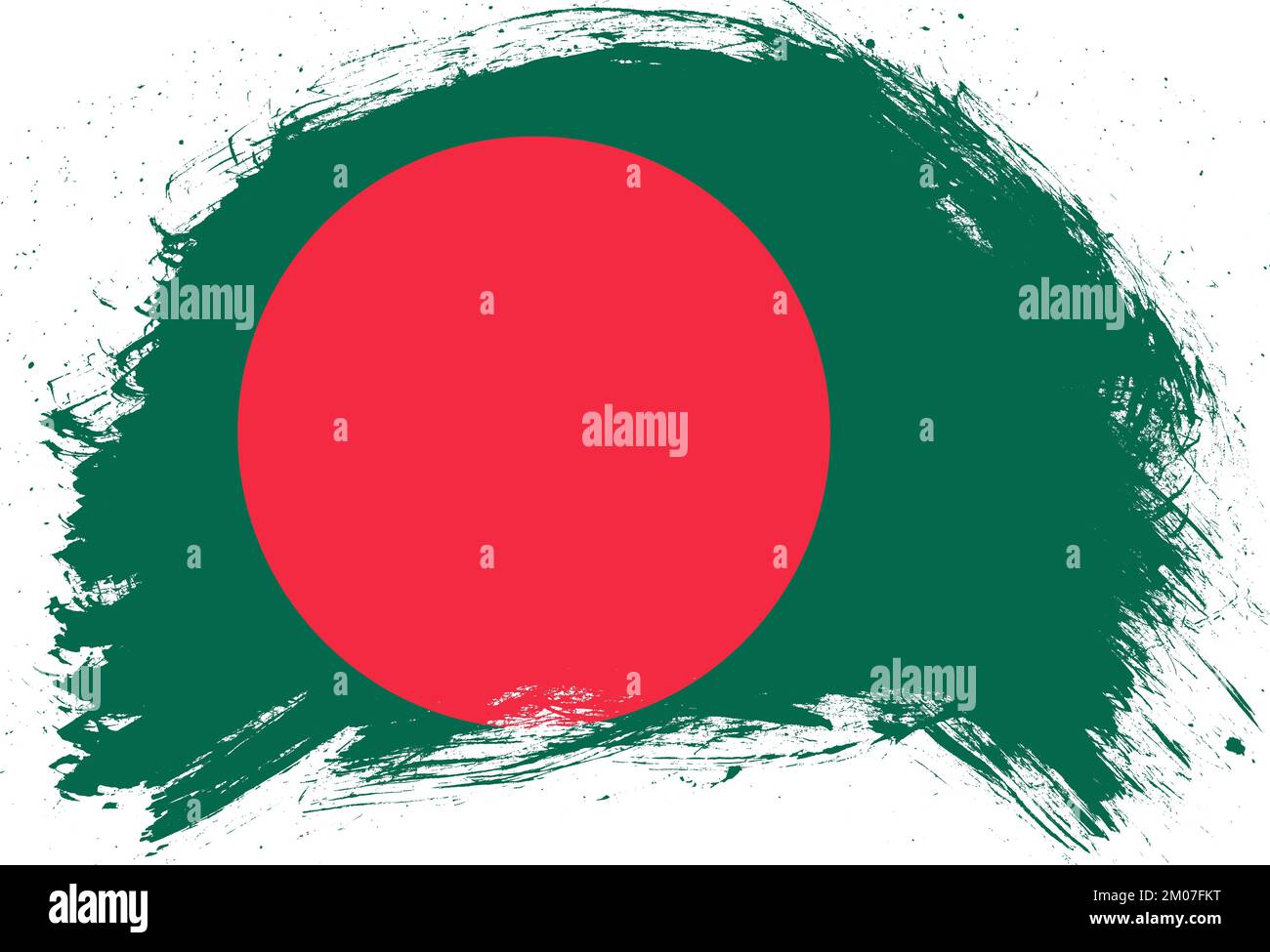 Pennellata pennello dipinto bandiera del bangladesh su sfondo bianco Foto Stock