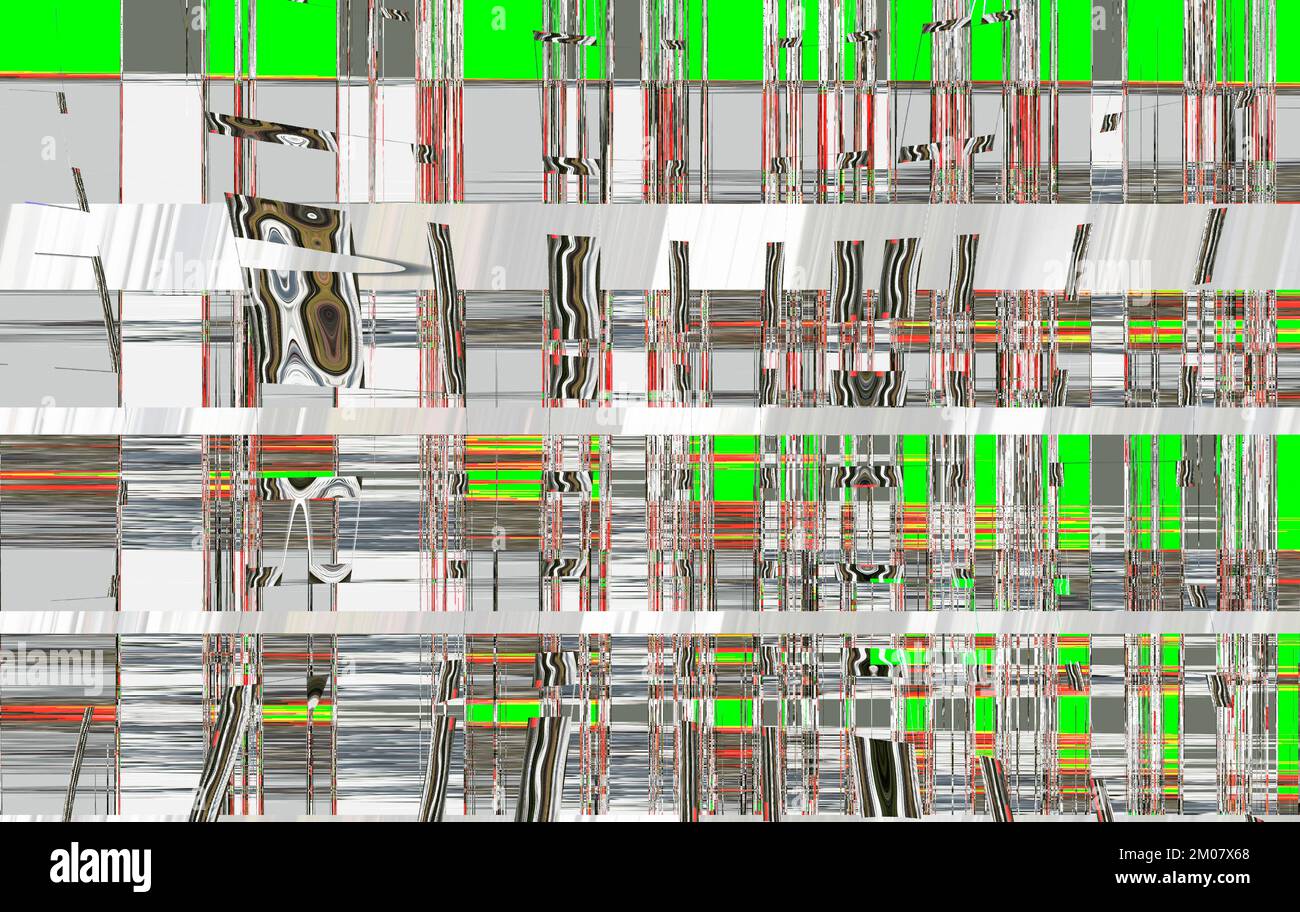 modello di sfondo teecno fantasy elettrico con linee verdi, rosse e bianche Foto Stock