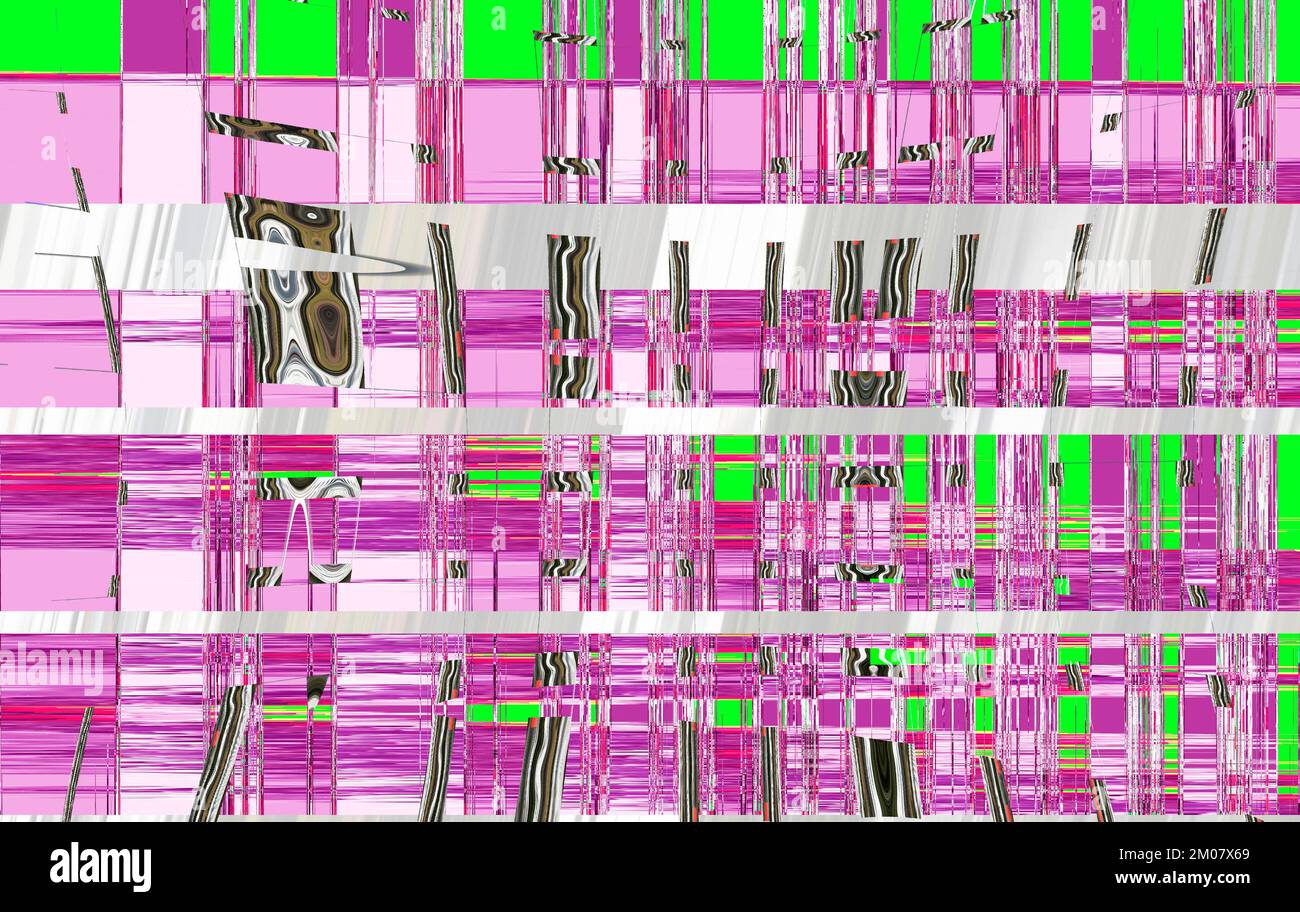 modello di sfondo teecno fantasy elettrico con linee verdi, rosa e bianche Foto Stock