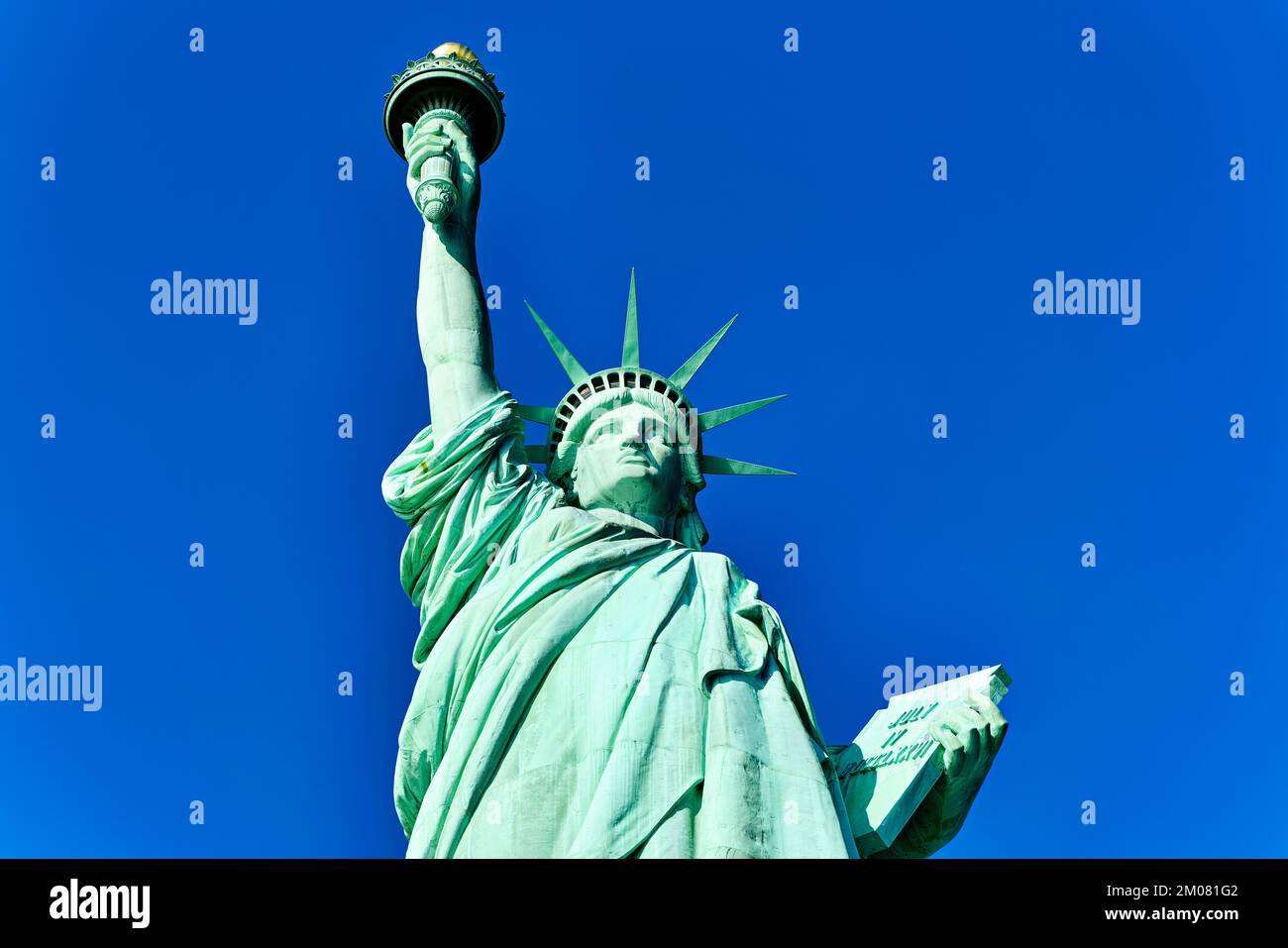 New York. Manhattan. Stati Uniti. La Statua della libertà su Liberty Island Foto Stock