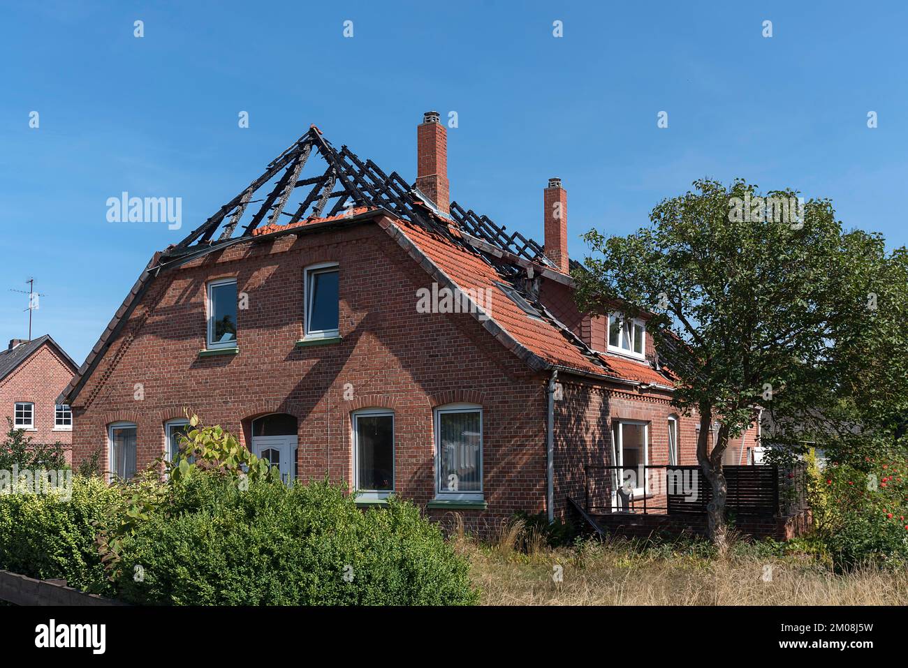 Casa singola bruciata, bassa Sassonia, Germania, Europa Foto Stock