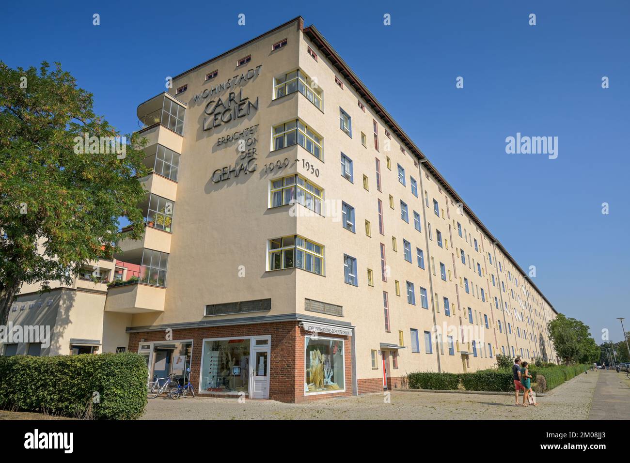 UNESCO Welterbe Siedlung, Wohnstadt Carl Legien, Erich-Weinert-Straße / Gubitzstraße, Prenzlauer Berg, Pankow, Berlino, Germania Foto Stock