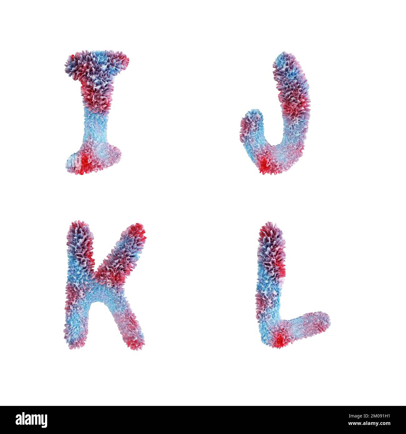 3D rappresentazione dell'alfabeto maiuscolo della barriera corallina - lettere i-L. Foto Stock