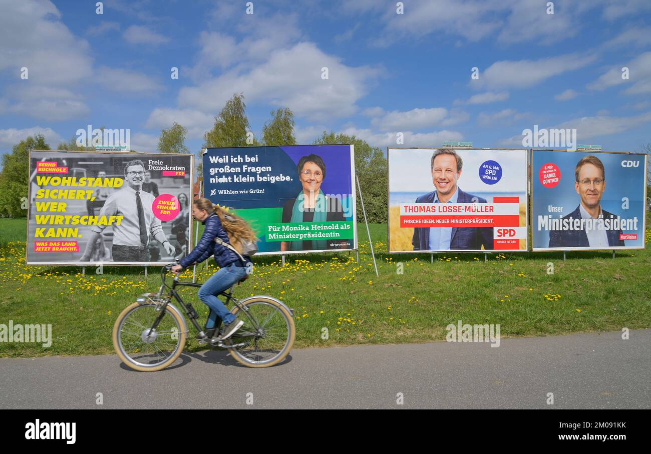 Wahlplakate Landtagswahl Schleswig-Holstein 2022, Deutschland Foto Stock