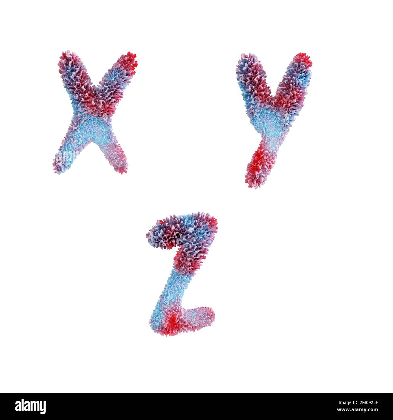 3D rappresentazione dell'alfabeto maiuscolo della barriera corallina - lettere X-Z Foto Stock