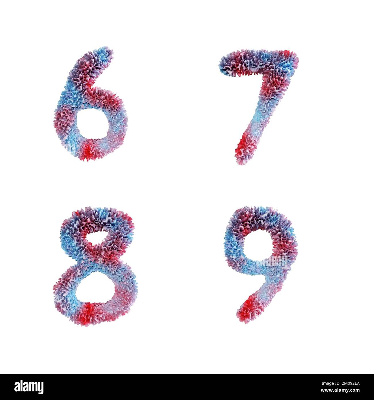 3D rappresentazione dell'alfabeto maiuscolo della barriera corallina - cifre 6-9 Foto Stock
