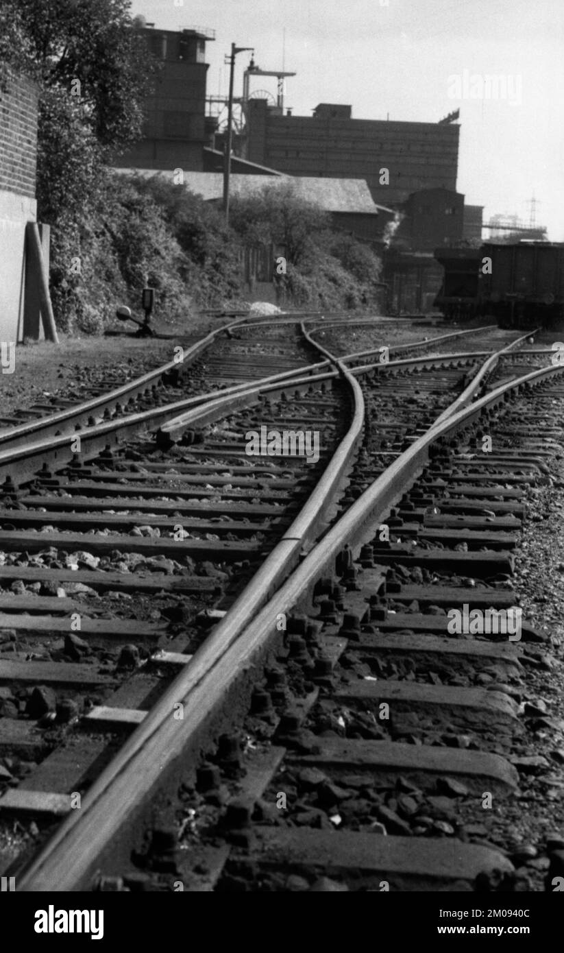 A causa della crisi energetica e mineraria, la regione della Ruhr è stata scossa da dimostrazioni, proteste, discariche di carbone e miniere in disuso dal 1965 al 1970, Germania, Foto Stock