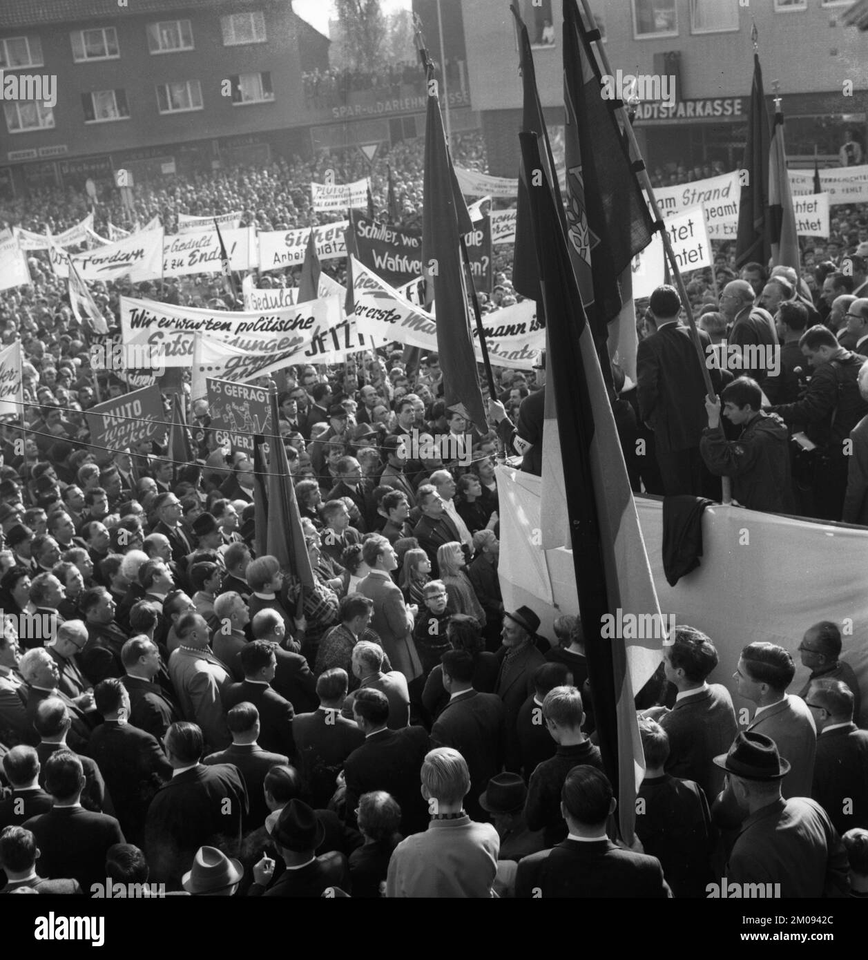 A causa della crisi energetica e mineraria, l'area della Ruhr è stata scossa da dimostrazioni, proteste, discariche di carbone e miniere chiuse dal 1965 al 1970.Hansaprotest Foto Stock