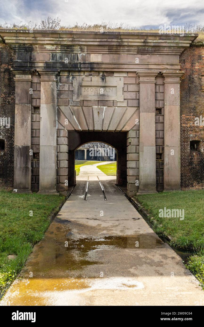Fort Morgan Baldwin County Alabama Stati Uniti Una proprietà storica dell'Alabama Historical Commission costruita nel 1813 su Mobile Point Foto Stock