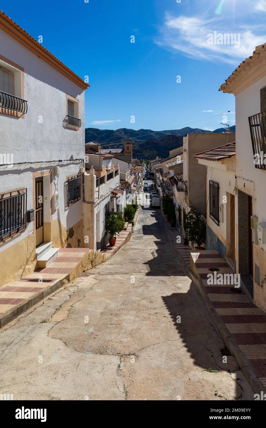 Strade strette della città di Cantoria, Valle di Almanzora, provincia di Almeria, Andalusia, Spagna Foto Stock