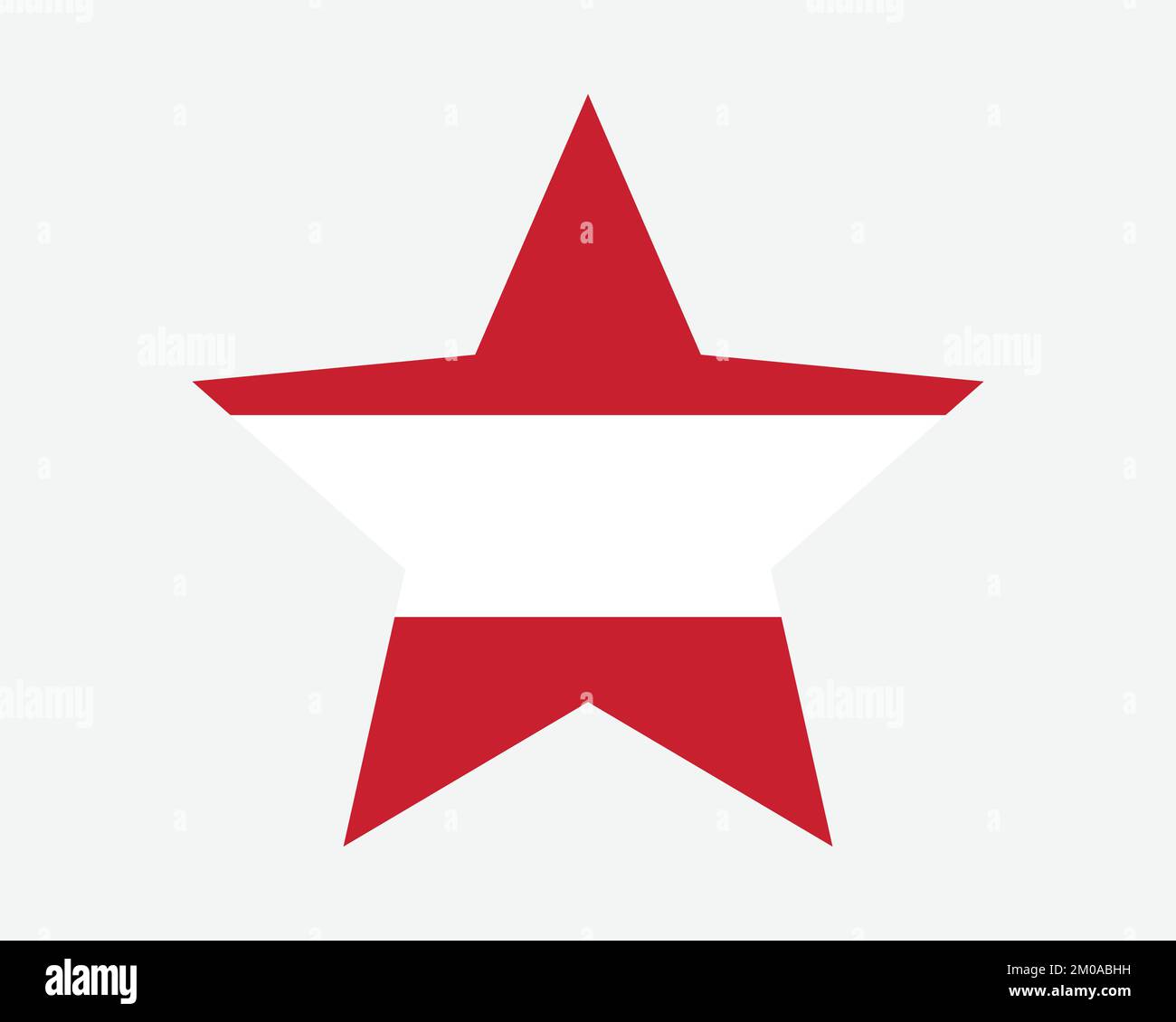 Bandiera austriaca. Bandiera austriaca a forma di stella. Country National Banner icona simbolo vettore 2D Flat Illustrazione grafica Illustrazione Vettoriale