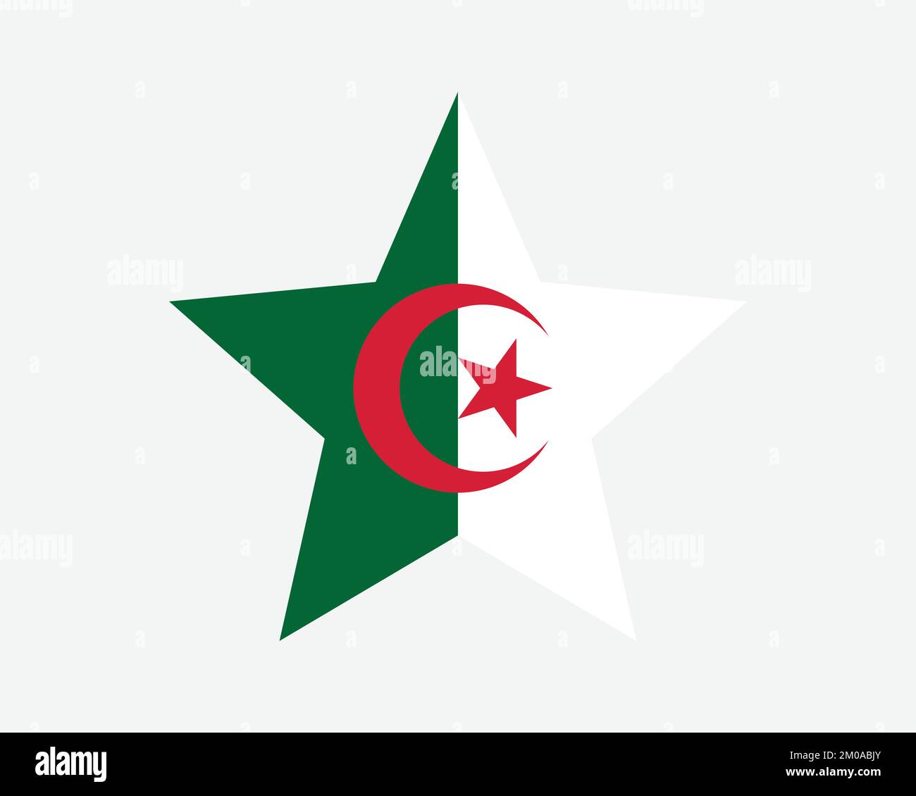 Bandiera Algeria Stella. Bandiera a forma di stella algerina. Country National Banner icona simbolo vettore 2D Flat Illustrazione grafica Illustrazione Vettoriale
