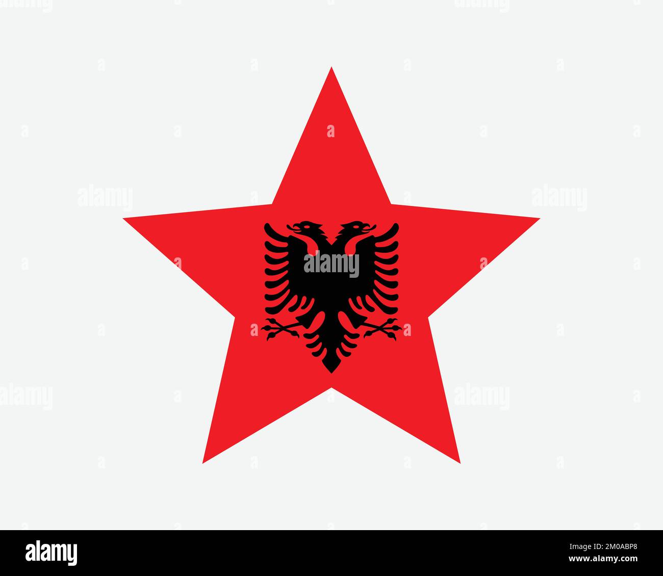 Bandiera della Stella dell'Albania. Bandiera albanese a forma di stella. Country National Banner icona simbolo vettore 2D Flat Illustrazione grafica Illustrazione Vettoriale