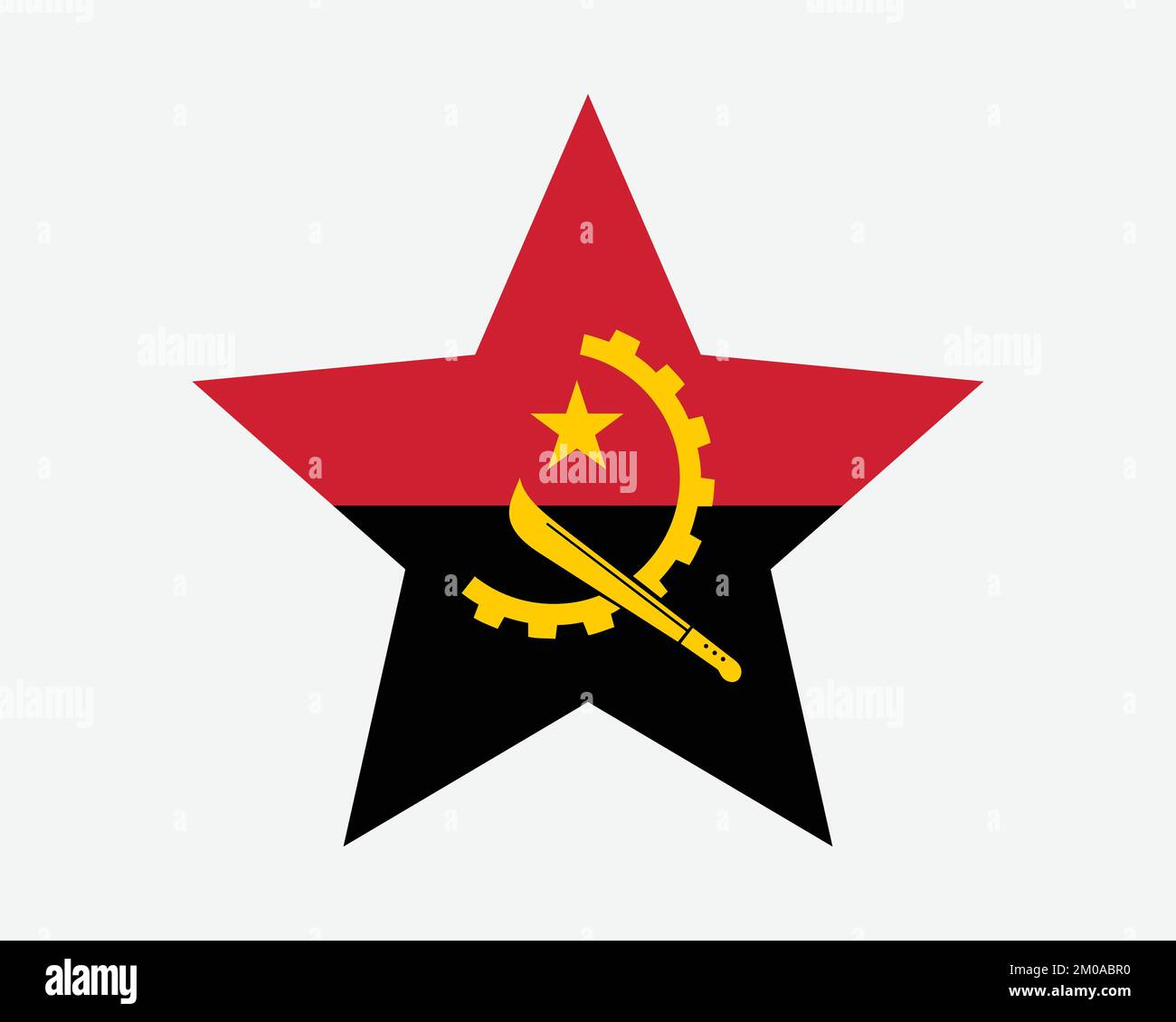 Bandiera dell'Angola. Bandiera Angolan Star Shape. Country National Banner icona simbolo vettore 2D Flat Illustrazione grafica Illustrazione Vettoriale